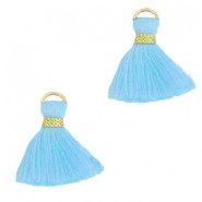 Borla estilo Ibiza 1.5cm - Gold-Maya blue